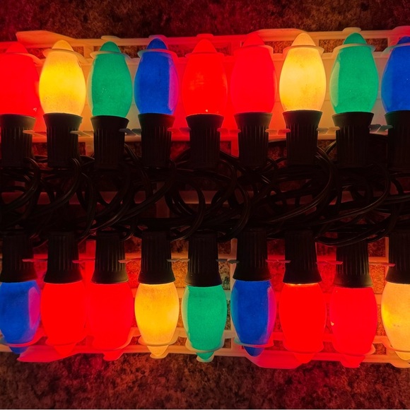 Vintage Santa Trim Outdoor Christmas Light Set 25 Blue C-9 1/4 Bulbs - Picture 2 of 6